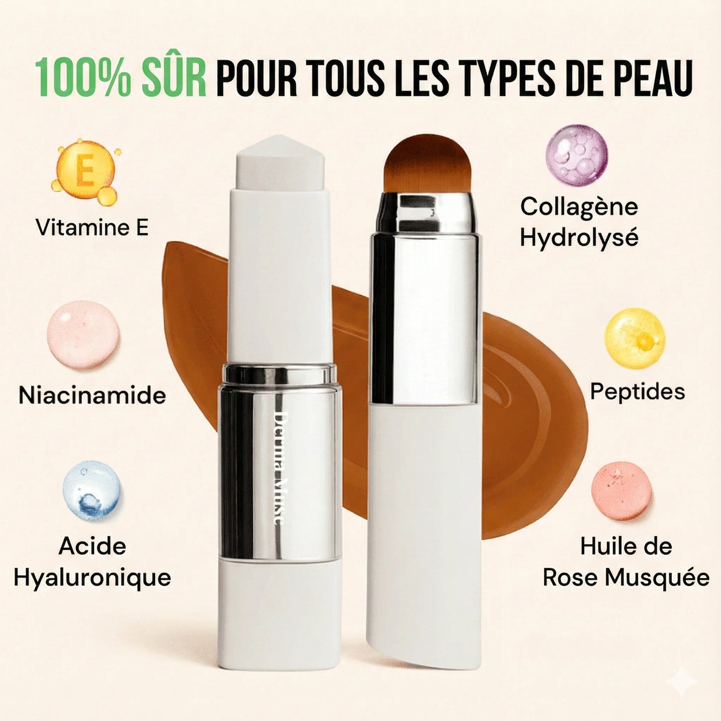 Fond de teint coréen à couleur changeante avec protection SPF 30