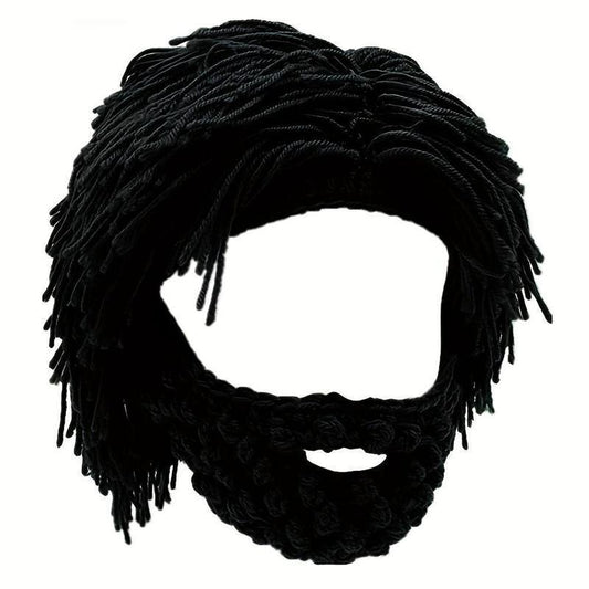 Bonnet à barbe tricoté avec cheveux (taille unique)