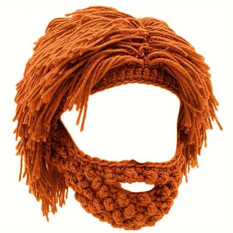 Bonnet à barbe tricoté avec cheveux (taille unique)